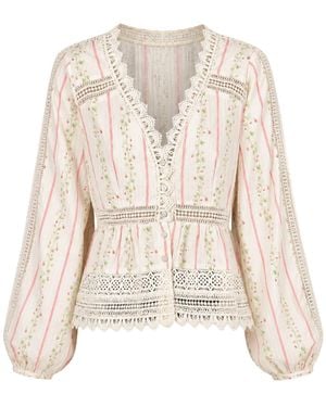 Rose & Nancy Neutrals Ellen Crochet Trim Cotton Blouse - Natural