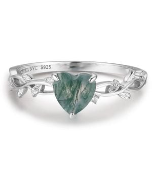 Azura Jewelry New York Everlasting Heart Moss Agate Ring Vermeil - Green