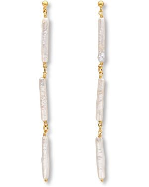 EVA REMENYI Ariel Freshwater Pearl Long Earrings - White