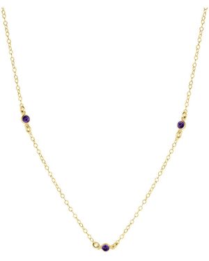 SET & STONES Birthstone Station Necklace- February - Metallic