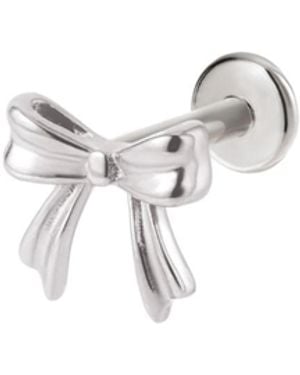 Vanhi Bow Threadless Flat Back Titanium Cartilage Stud - Metallic