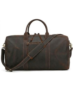 Touri Genuine Leather Duffel Travel Bag - Black