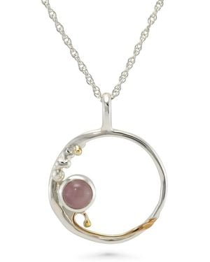 Isla Silver Rose Quartz Sterling Pendant - Metallic