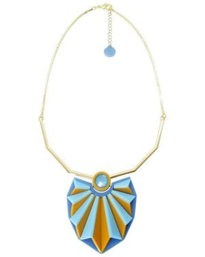 Gissa Bicalho Handmade Acrylic Necklace Choker Papyrus Mustard Baby - Blue