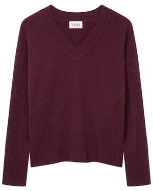 Loop Cashmere V Neck Lofty Sweatshirt - Purple