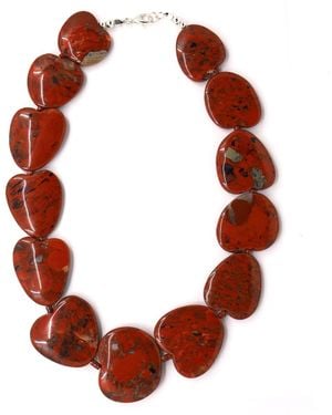 Shar Oke Heart Shaped Jasper Necklace - Red