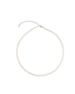 Seven Saints Pure Light, Baroque Freshwater Pearl Choker Necklace, Rhodium Over Sterling - White