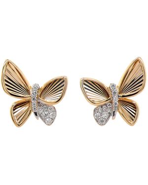 Artisan 18K Diamond Butterfly Earrings - Metallic