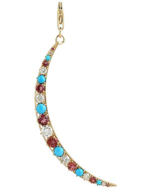 Artisan Tourmaline Crescent Pendant With Diamond - Blue