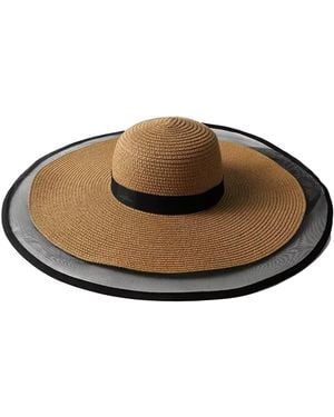 Chanel Joan Elkayam Wide Transparent Brim Straw Hat - Brown
