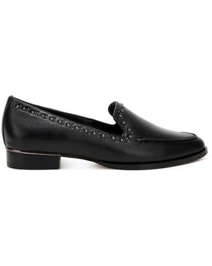 Rag & Co Wolferton Delicate Stud Detail Leather Loafers - Black