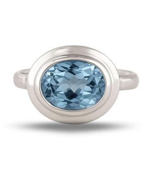 Dainty London Oval-Cut Sky Topaz Gemstone Ring - Blue