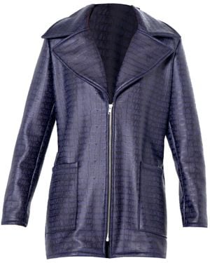 Metamorph Croc-Effect Faux Suede Jacket - Blue