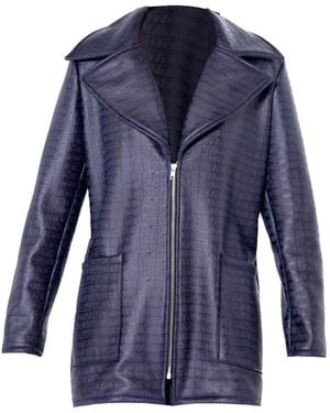 Metamorph Croc-Effect Faux Suede Jacket - Blue