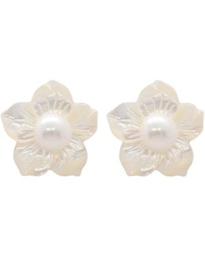 VALERIE CHIC Blossom Flower Mother Of Pearl Earrings - White