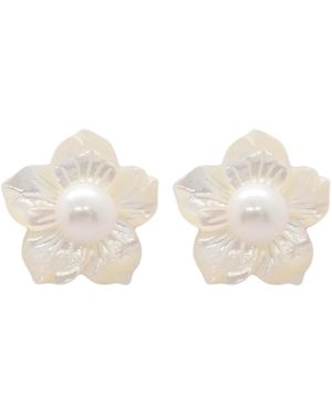 VALERIE CHIC Blossom Flower Mother Of Pearl Earrings - White