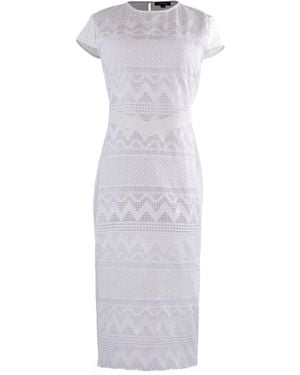 Smart and Joy Tailor Cap Sleeves Lace Dress - White