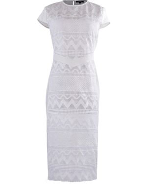 Smart and Joy Tailor Cap Sleeves Lace Dress - White