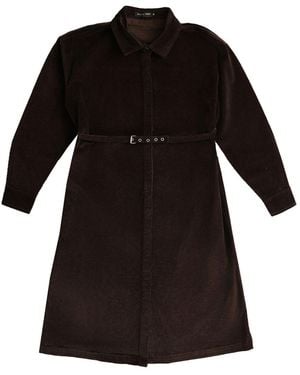 Rave on Trend Belted Corduroy Dress - Black