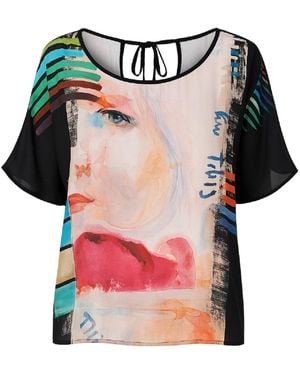 Conquista Artistic Print Chiffon Top — Lightweight, Vibrant & Effortlessly Elegant - Red