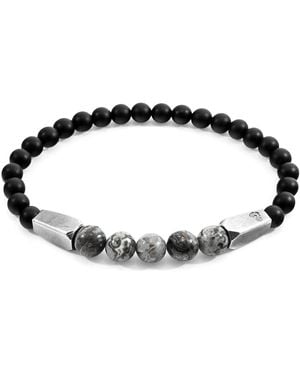 Anchor and Crew Jasper Hukou & Stone Bracelet - Grey