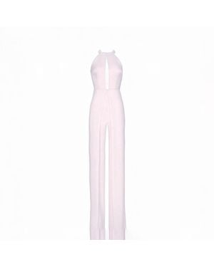 Nomi Fame Nomi Light Satin Crepe Split Leg Jumpsuit - Pink