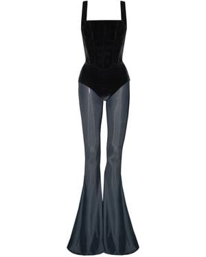 Vestiaire d'un Oiseau Libre Velvet Corset Jumpsuit - Black