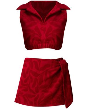 Nur Karaata Miranda Top Skirt Set - Red