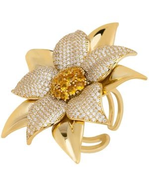 LÁTELITA London Marguerite Daisy Flower Cocktail Ring - Metallic