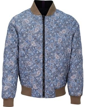 lords of harlech Neutrals Ron Trippy Paisley Reversible Jacket - Blue