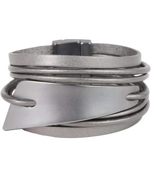 Saachi Absolute Zero Leather Dim Bracelet - Grey