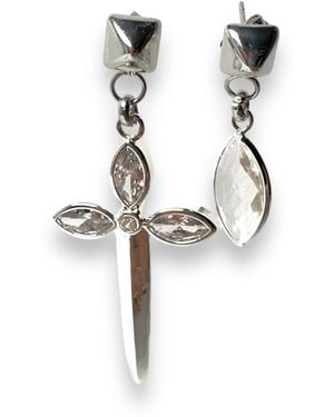 Jagged Halo Jewelry Karma Dagger Asymmetrical Earrings - White