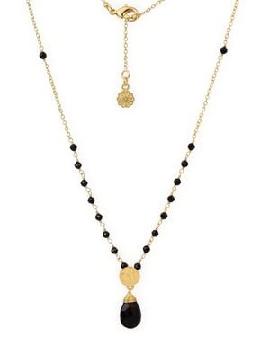 Giselle Vale — London Classic Athena Kate Gemstone Rosary Chain Necklace Onyx - Metallic
