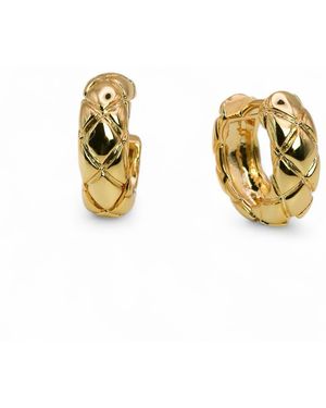 Miss Cecilia Quilted Huggie Hoop Earrings - Metallic