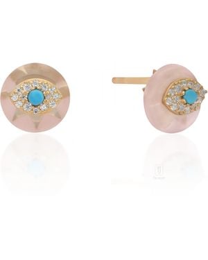 The Jewelz Sunset Tide' & Rose Quartz Earrings - White