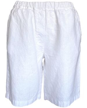 Haris Cotton Linen Bermuda Shorts With Elastic Waist - Blue