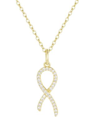 KAMARIA Cancer Ribbon Necklace With Crystals - Metallic