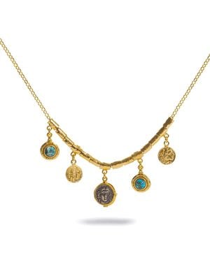 Ebru Jewelry Safe Passage Coin & Hammered Necklace - Metallic