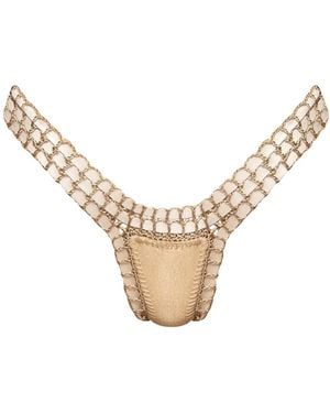 Luxsea Swimwear Talia Shimmer Crochet Bikini Bottom - Metallic