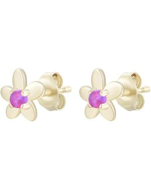 KAMARIA Mini Flower Opal Stud Earrings - Metallic