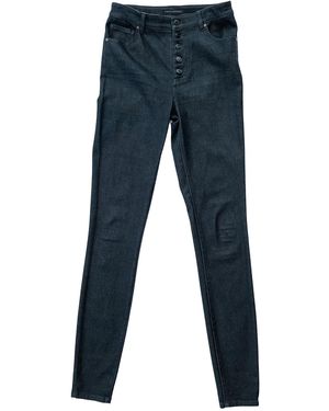 Circular Path Button Fly Skinny Jean - Blue