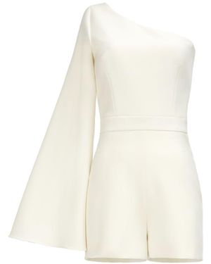 Nomi Fame Amon One Sleeve Asymmetric Neckline Playsuit - White