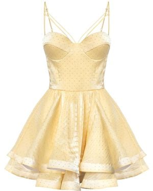 POST MERIDIEM Mini Bustier Dress With Rhinestones - Metallic