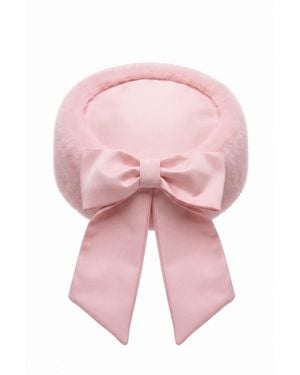 Santinni Wonderland Pillbox Hat With Silk Bow - Pink
