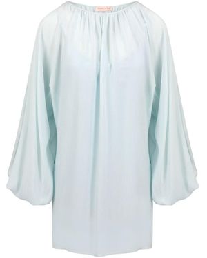 House of Ika Gathered Flow Viscose Mini Dress - Blue