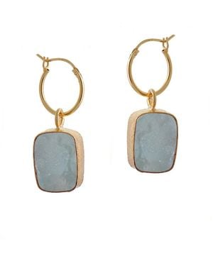 Goddess Charms Aquamarine Elemental Crystal Earrings - Metallic