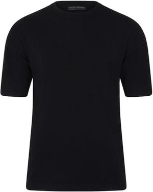 Paul James Knitwear Lightweight Cotton Fenn Oversized Knitted T-Shirt - Black