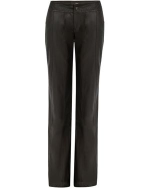 OW Collection Jade Low-Waist Faux Leather Trousers - Black