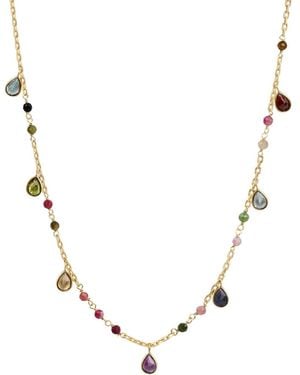 Karma and Luck Sapphire & Tourmaline Necklace – Balance & Protection Gemstone Jewellery – Graceful Delight - Metallic