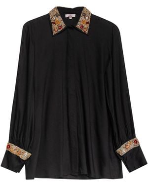 Niza Long Sleeve Shirt With Embroidery Arielle - Black